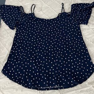 Blue and white strappy top